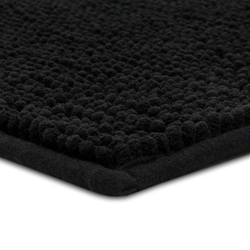 slide 5 of 7, 17"x24" Everyday Chenille Bath Rug Black - Room Essentials™: Machine Washable, Tufted Recycled Polyester, Non-Slip Backing, 1 ct