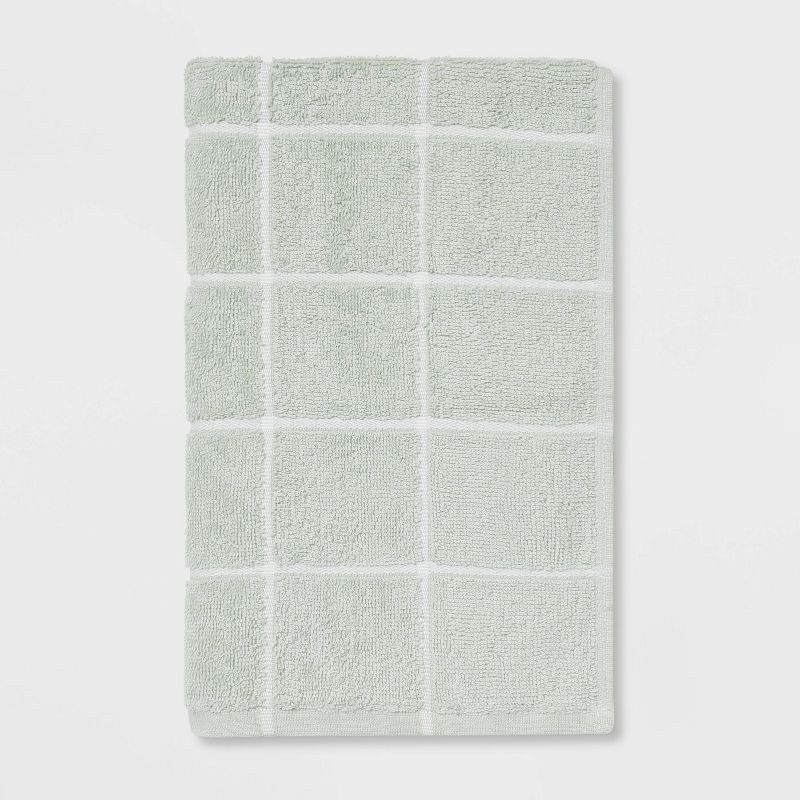 slide 1 of 4, Everyday Grid Hand Towel Mint - Room Essentials™: Cotton-Polyester Blend, Low Lint, Fade-Resistant, OEKO-TEX Certified, 1 ct