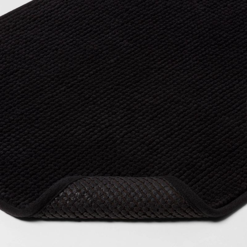 slide 3 of 7, 20"x32" Everyday Chenille Bath Rug Black - Room Essentials™: Machine Washable, Tufted Bathroom Mat, Non-Slip Backing, 1 ct