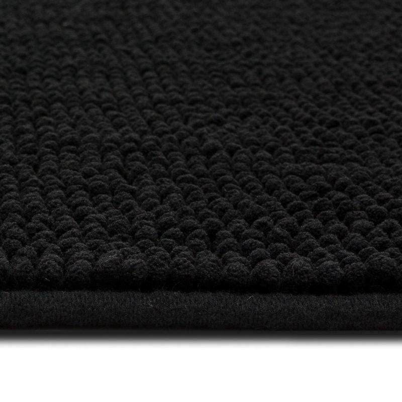 slide 7 of 7, 20"x32" Everyday Chenille Bath Rug Black - Room Essentials™: Machine Washable, Tufted Bathroom Mat, Non-Slip Backing, 1 ct