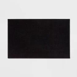 20"x32" Everyday Chenille Bath Rug Black - Room Essentials™: Machine Washable, Tufted Bathroom Mat, Non-Slip Backing