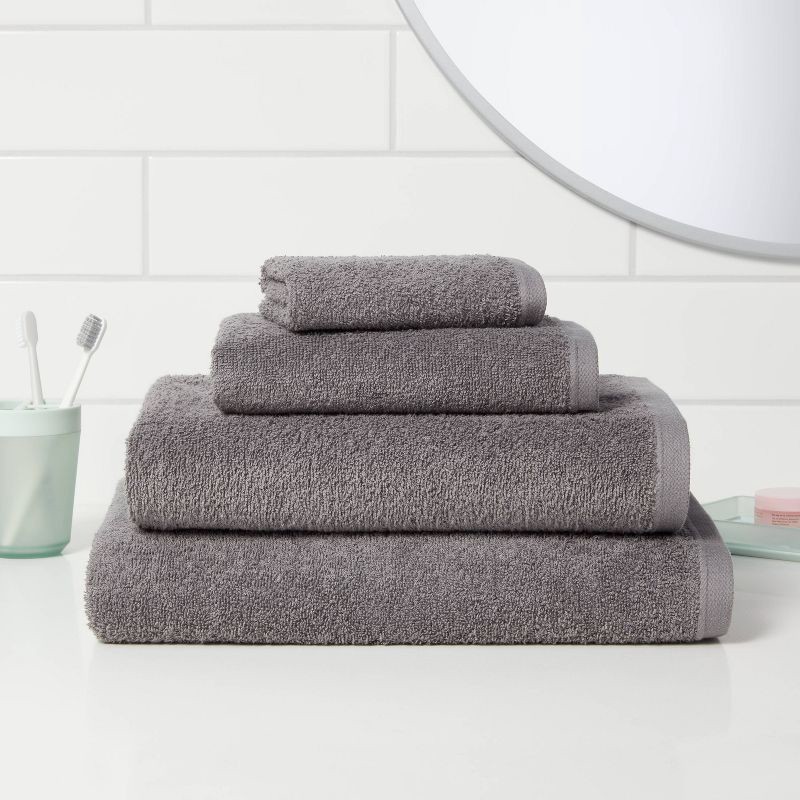 slide 2 of 4, Everyday Bath Towel Dark Gray - Room Essentials™: 100% Cotton, Midweight, Low Lint, Machine Washable, 1 ct