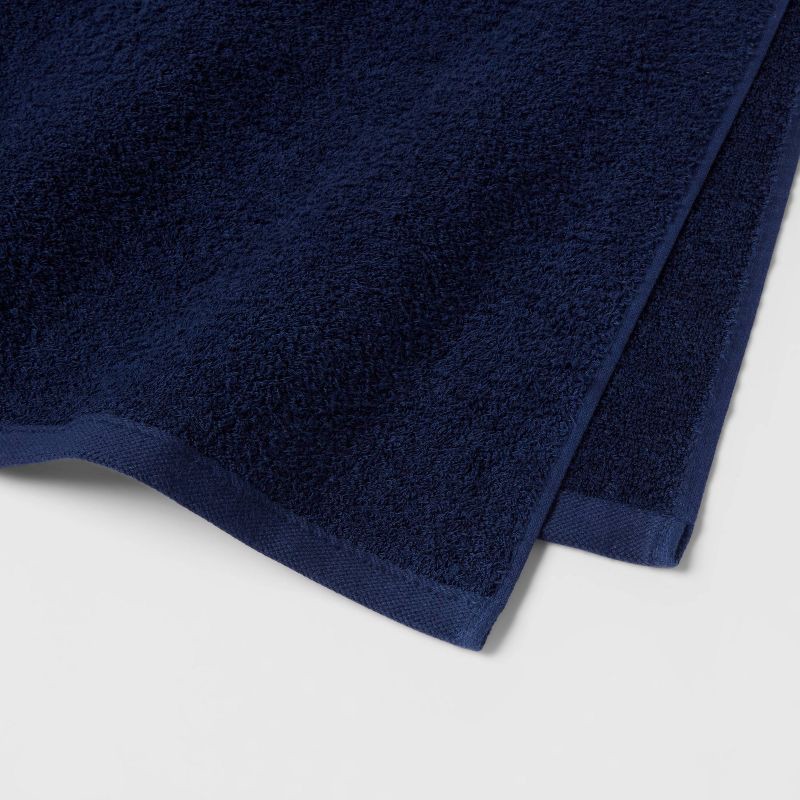 slide 3 of 4, Everyday Bath Towel Navy - Room Essentials™: 100% Cotton, Midweight 450-550 GSM, Machine Washable, OEKO-TEX Certified, 1 ct