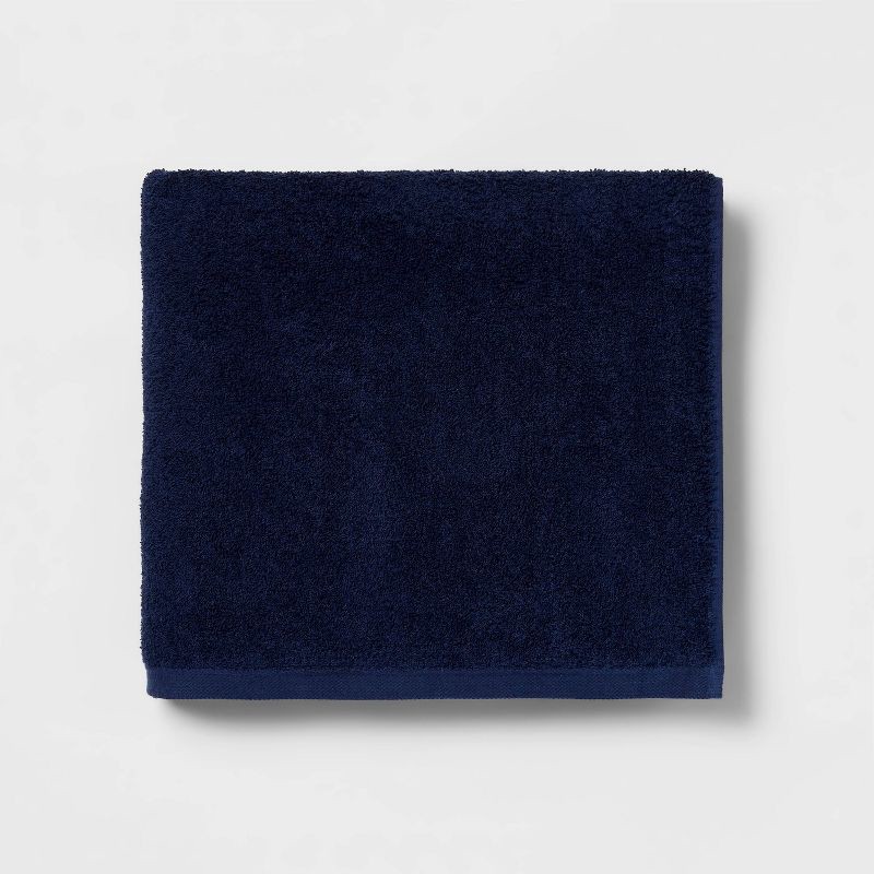 slide 1 of 4, Everyday Bath Towel Navy - Room Essentials™: 100% Cotton, Midweight 450-550 GSM, Machine Washable, OEKO-TEX Certified, 1 ct