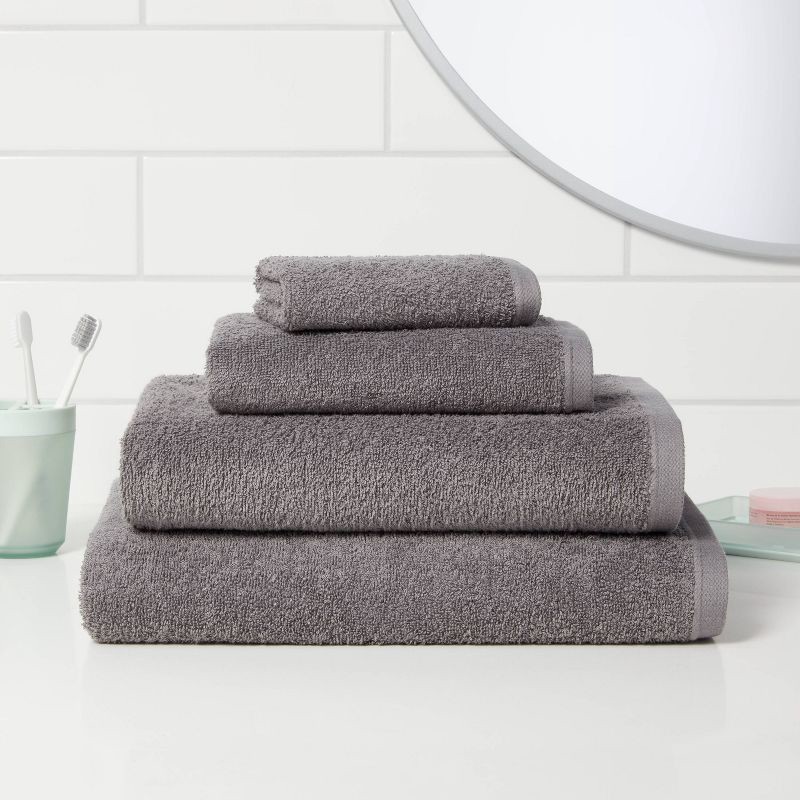 slide 2 of 4, Everyday Hand Towel Dark Gray - Room Essentials™: Cotton Terry, Midweight, Machine Washable, OEKO-TEX Certified, 1 ct