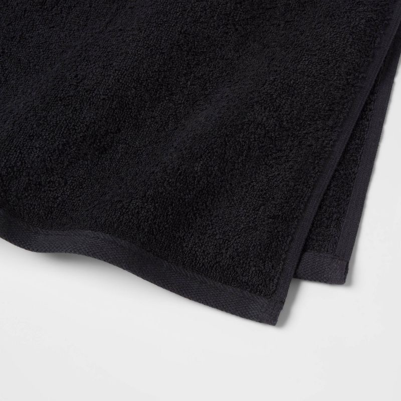 slide 3 of 4, Everyday Hand Towel Black - Room Essentials™: Cotton Terry, Midweight, Machine Washable, OEKO-TEX Certified, 1 ct