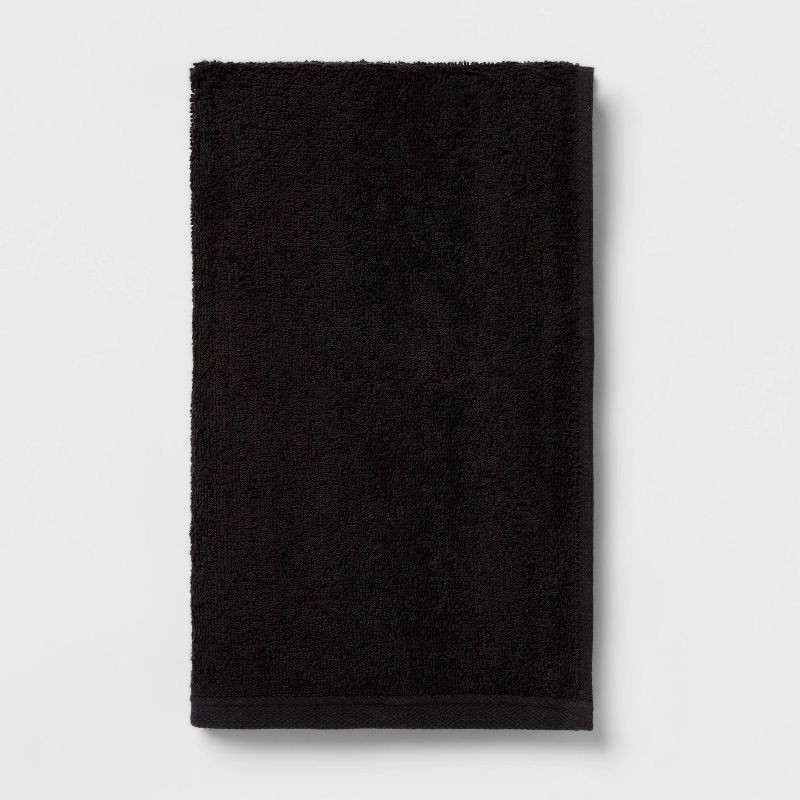 slide 1 of 4, Everyday Hand Towel Black - Room Essentials™: Cotton Terry, Midweight, Machine Washable, OEKO-TEX Certified, 1 ct