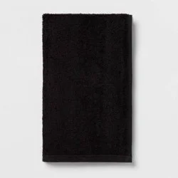 Everyday Hand Towel Black - Room Essentials™: Cotton Terry, Midweight, Machine Washable, OEKO-TEX Certified