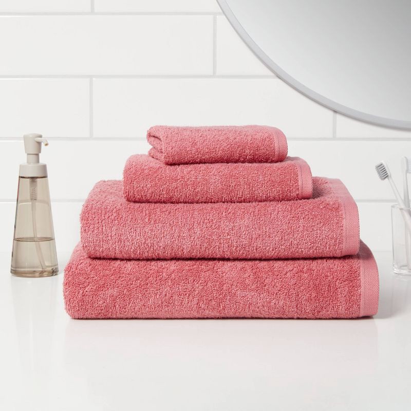 slide 2 of 4, Everyday Bath Towel Pink - Room Essentials™: 100% Cotton, Low Lint, Fade-Resistant, OEKO-TEX Certified, 1 ct