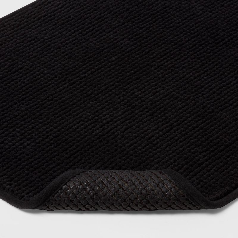 slide 3 of 8, 20"x58" Everyday Chenille Bath Runner Black - Room Essentials™: Machine Washable, Tufted Bathroom Mat, 1 ct