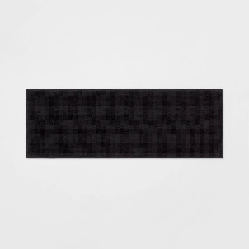 slide 1 of 8, 20"x58" Everyday Chenille Bath Runner Black - Room Essentials™: Machine Washable, Tufted Bathroom Mat, 1 ct