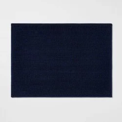 17"x24" Everyday Chenille Bath Rug Navy - Room Essentials™: Machine Washable, Tufted Polyester, Low Pile