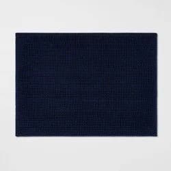17"x24" Everyday Chenille Bath Rug Navy - Room Essentials™: Machine Washable, Tufted Polyester, Low Pile