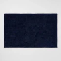 20"x32" Everyday Chenille Bath Rug Navy - Room Essentials™: Machine Washable, Tufted Recycled Polyester, Non-Slip Backing