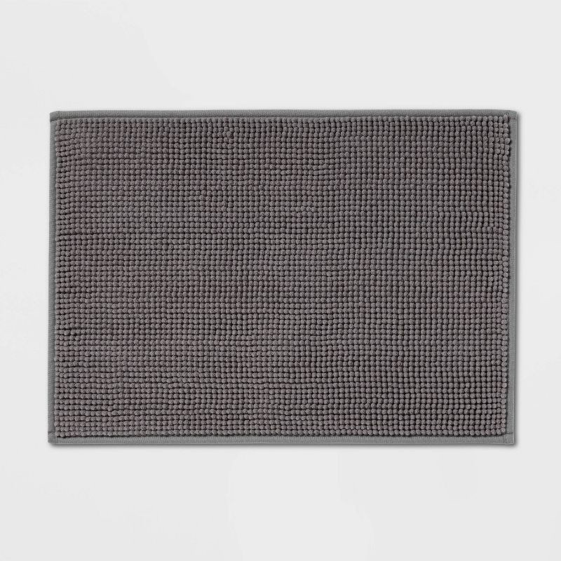 slide 1 of 7, 17"x24" Everyday Chenille Bath Rug Dark Gray - Room Essentials™, 1 ct