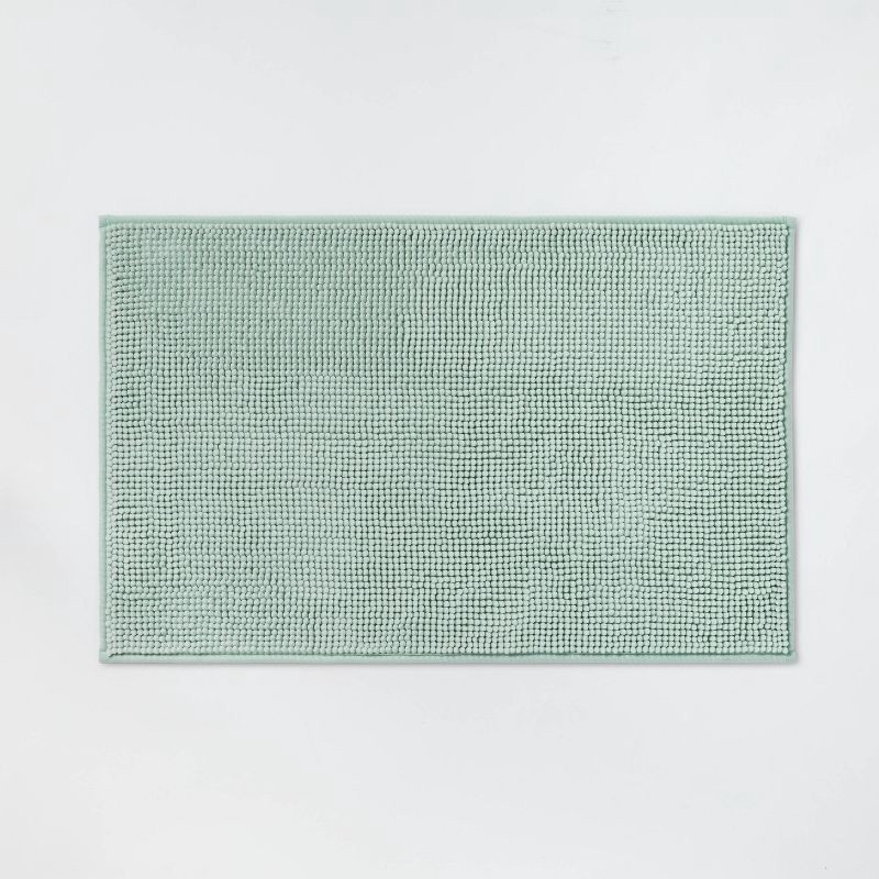 slide 1 of 6, 20"x32" Everyday Chenille Bath Rug Mint - Room Essentials™: Machine Washable, Tufted Polyester, Low Pile, Non-Slip Backing, 1 ct