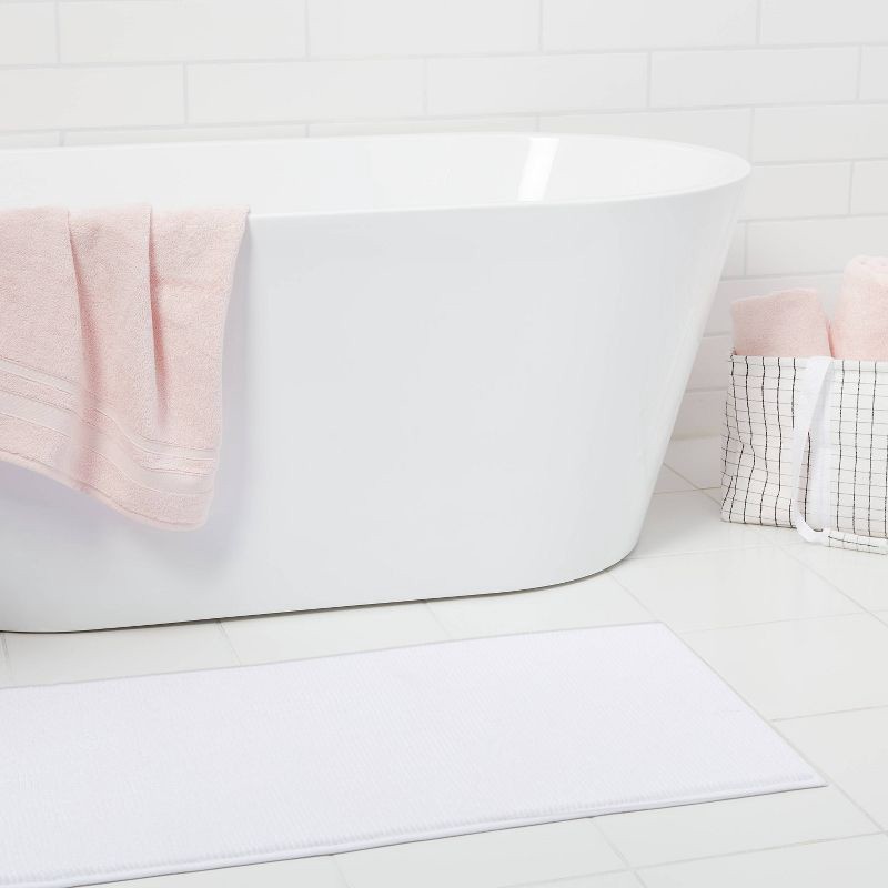 slide 2 of 8, 20"x58" Everyday Chenille Bath Runner White - Room Essentials™: Machine Washable, Tufted Recycled Polyester, 1 ct