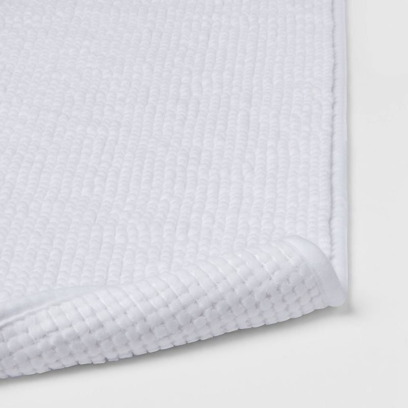 slide 4 of 7, 20"x32" Everyday Chenille Bath Rug White - Room Essentials™: Machine Washable, Tufted Polyester, Non-Slip Backing, 1 ct