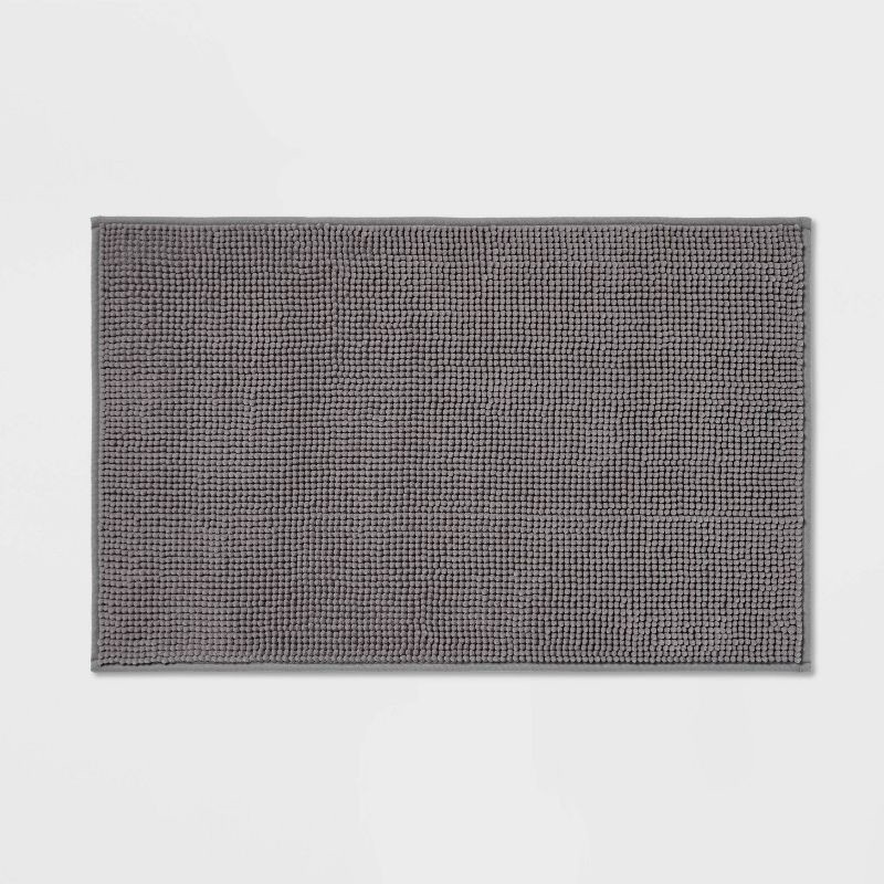 slide 1 of 7, 20"x32" Everyday Chenille Bath Rug Dark Gray - Room Essentials™: Machine Washable, Tufted Bathroom Mat, 1 ct