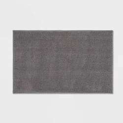 20"x32" Everyday Chenille Bath Rug Dark Gray - Room Essentials™: Machine Washable, Tufted Bathroom Mat