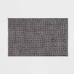 20"x32" Everyday Chenille Bath Rug Dark Gray - Room Essentials™: Machine Washable, Tufted Bathroom Mat