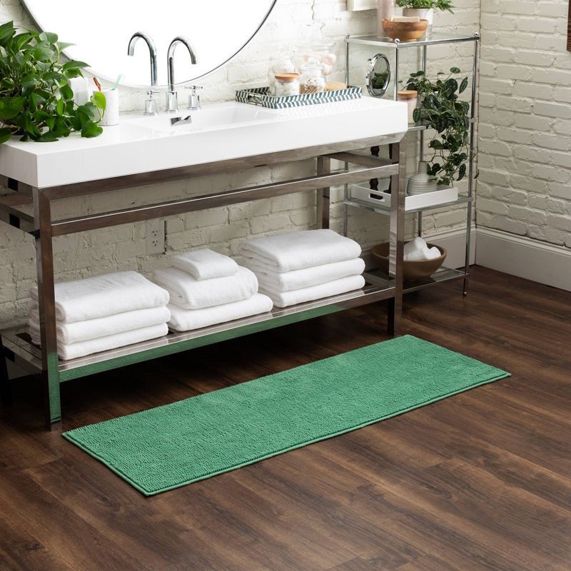 slide 4 of 7, 20"x58" Everyday Chenille Bath Runner Light Green - Room Essentials™: Tufted Polyester, Machine Washable, Low Pile, 1 ct