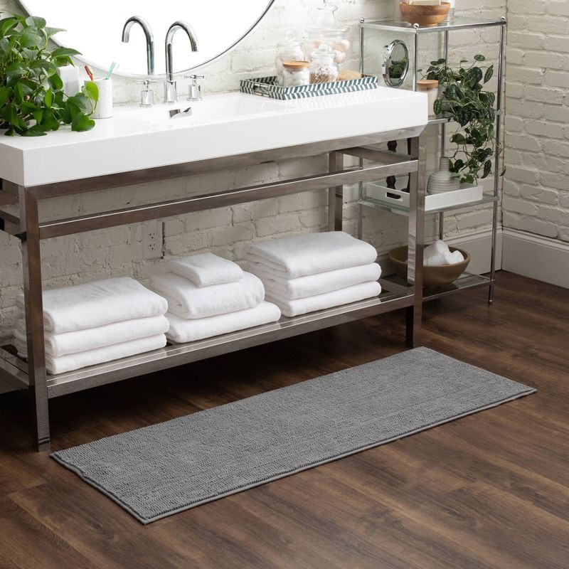 slide 5 of 8, 20"x58" Everyday Chenille Bath Runner Dark Gray - Room Essentials™: Machine Washable, Tufted Recycled Polyester, 1 ct