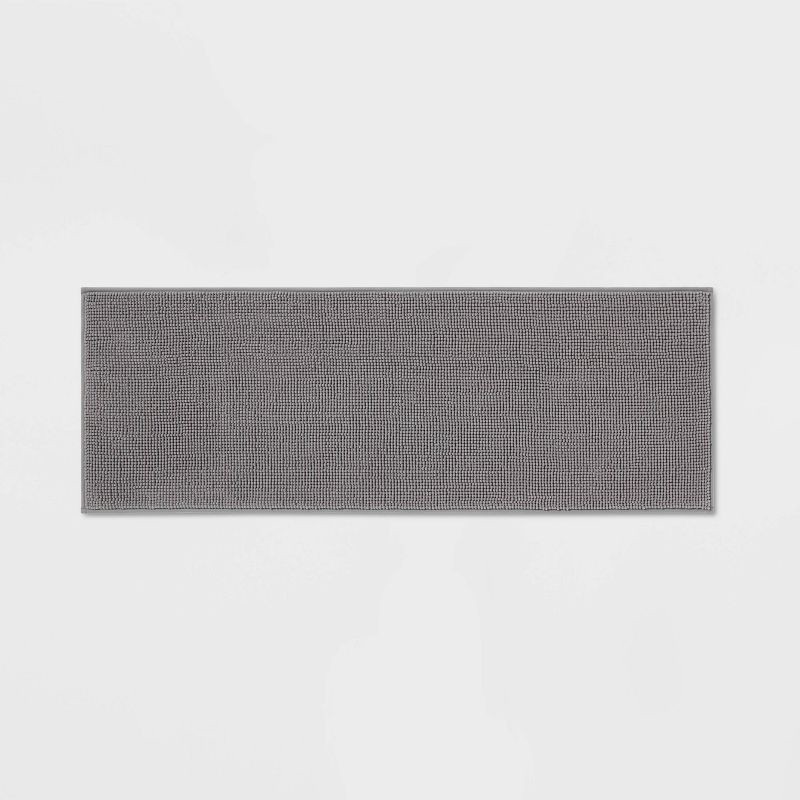slide 1 of 8, 20"x58" Everyday Chenille Bath Runner Dark Gray - Room Essentials™: Machine Washable, Tufted Recycled Polyester, 1 ct