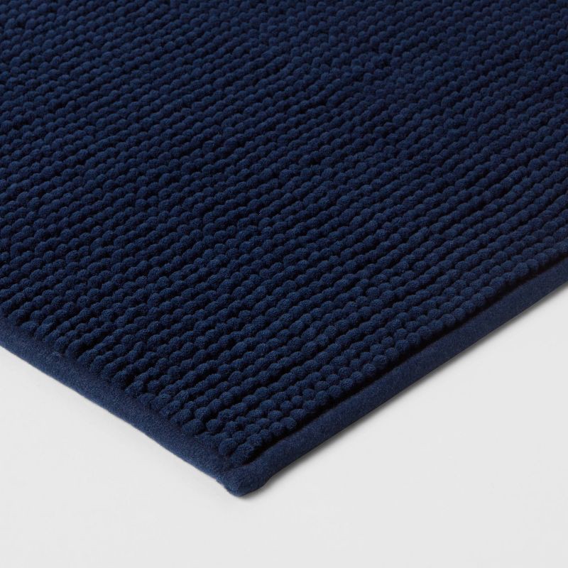 slide 3 of 8, 20"x58" Everyday Chenille Bath Runner Navy - Room Essentials™: Machine Washable, Tufted Recycled Polyester, 1 ct