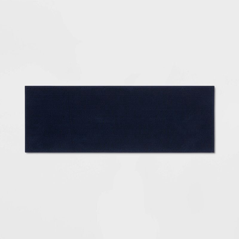 slide 1 of 8, 20"x58" Everyday Chenille Bath Runner Navy - Room Essentials™: Machine Washable, Tufted Recycled Polyester, 1 ct