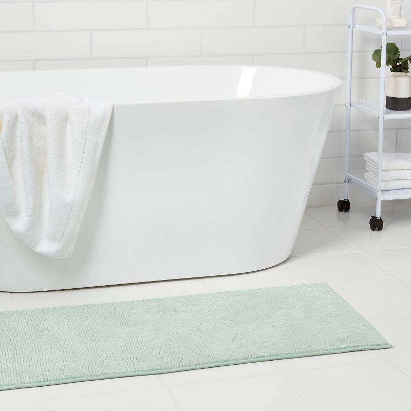 slide 2 of 7, 20"x58" Everyday Chenille Bath Runner Mint - Room Essentials™: Machine Washable, Tufted Polyester, Low Pile, Non-Slip Backing, 1 ct