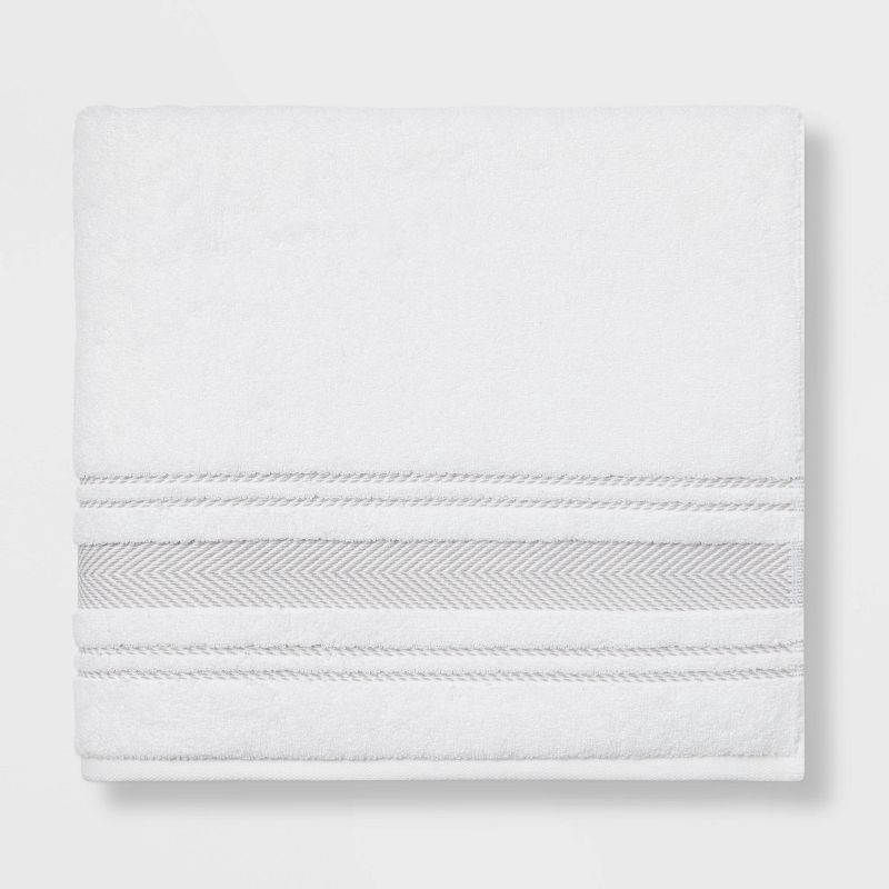 slide 1 of 4, Performance Bath Towel Light Gray Stripe - Threshold, 1 ct