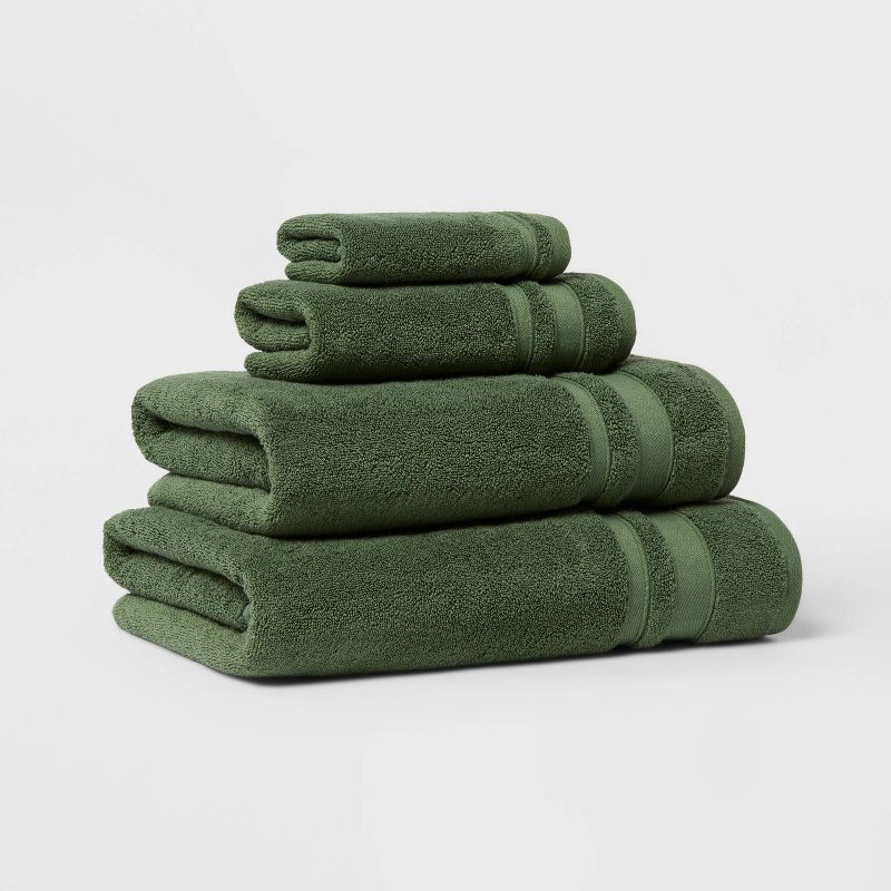 slide 3 of 4, Performance Bath Sheet Dark Green - Threshold, 1 ct