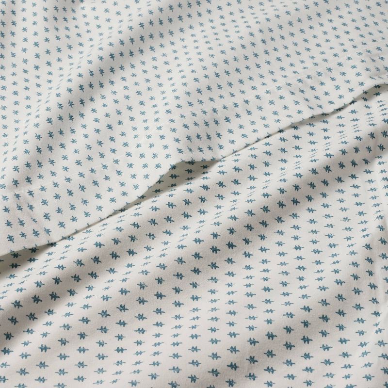 slide 3 of 5, Opalhouse designed with Jungalow Queen Printed Cotton Percale Sheet Set Teal Dash - Opalhouse™ designed with Jungalow™: 220 Thread Count, Bohemian Style, 1 ct