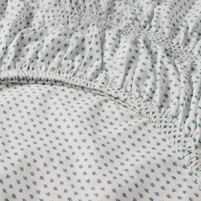 slide 4 of 5, Opalhouse designed with Jungalow Full Printed Cotton Percale Sheet Set Teal Dash - Opalhouse™ designed with Jungalow™: 220 Thread Count, Bohemian Style, 1 ct