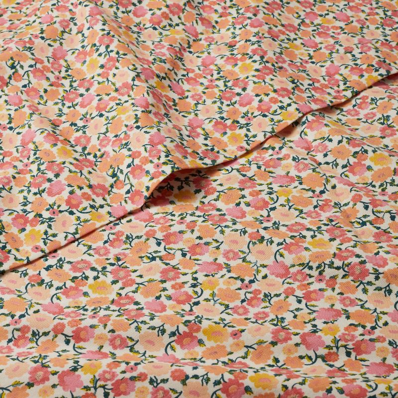 slide 3 of 5, Opalhouse designed with Jungalow Queen Printed Cotton Percale Sheet Set Floral - Opalhouse™ designed with Jungalow™: 220 Thread Count, Bohemian Style, OEKO-TEX Certified, 1 ct