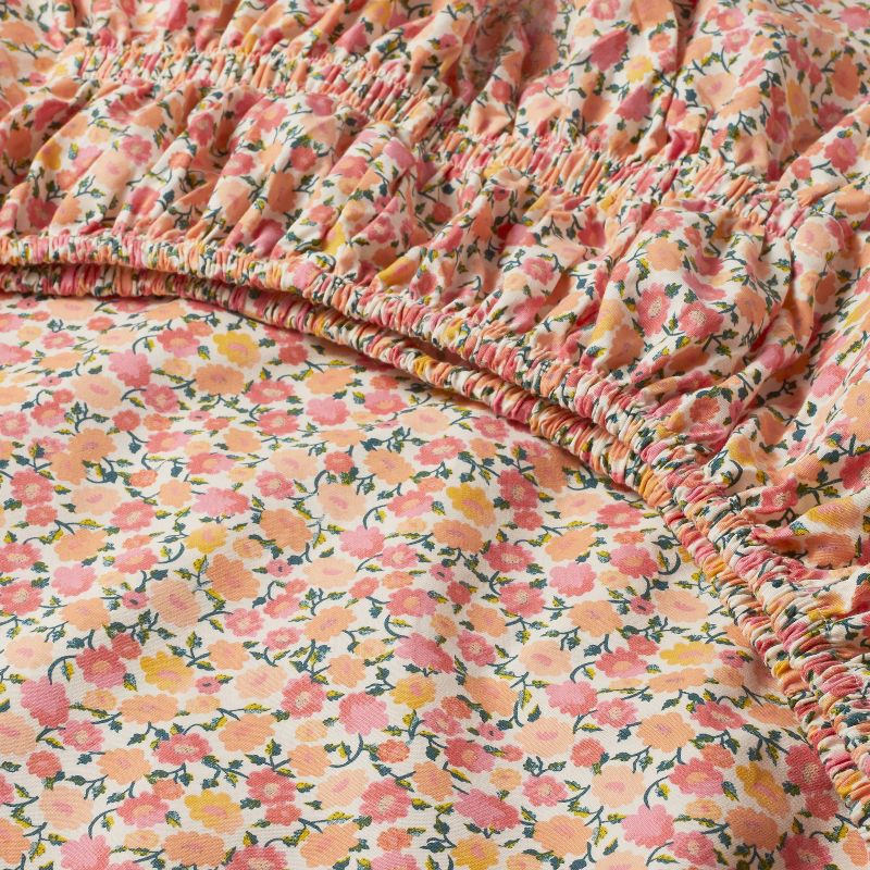 slide 4 of 5, Opalhouse designed with Jungalow Queen Printed Cotton Percale Sheet Set Floral - Opalhouse™ designed with Jungalow™: 220 Thread Count, Bohemian Style, OEKO-TEX Certified, 1 ct