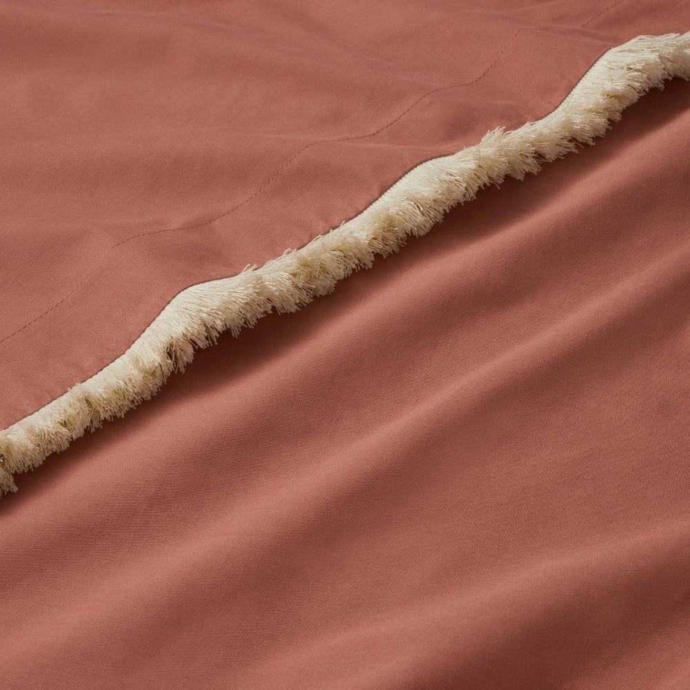 slide 3 of 4, Queen Fringe Cotton Percale Sheet Set Coral - Opalhouse designed with Jungalow, 1 ct
