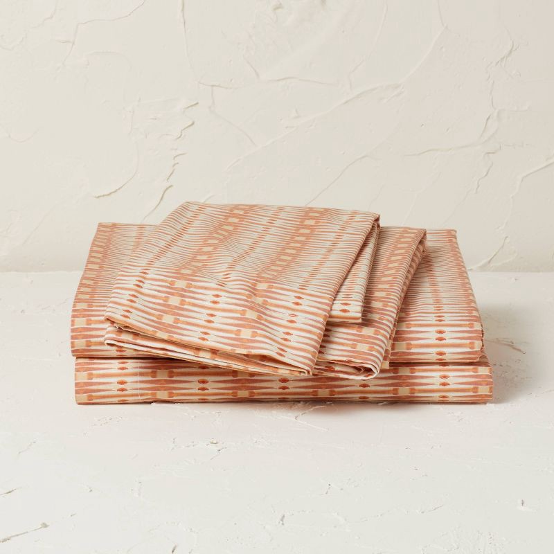 slide 1 of 4, Opalhouse designed with Jungalow Queen Printed Cotton Percale Sheet Set Kaylo Global - Opalhouse™ designed with Jungalow™: 220 Thread Count, Bohemian Style, 4-Piece Set, 1 ct