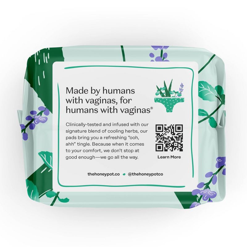 slide 12 of 15, The Honey Pot Company 100% Organic Cotton Cover Cooling Herbal Infusion Overnight Pads - 12ct, 12 ct