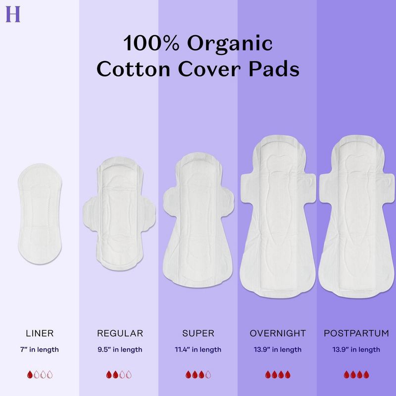 slide 6 of 10, The Honey Pot Company Herbal Overnight Pads with Wings, Organic Cotton Cover - 12ct, 12 ct