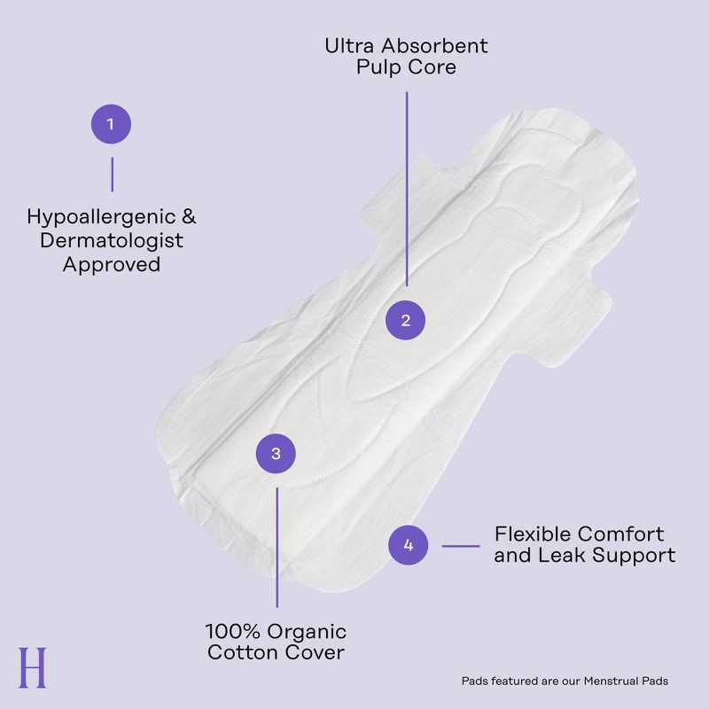 slide 6 of 12, The Honey Pot Company Herbal Overnight Pads with Wings, Organic Cotton Cover - 12ct, 12 ct