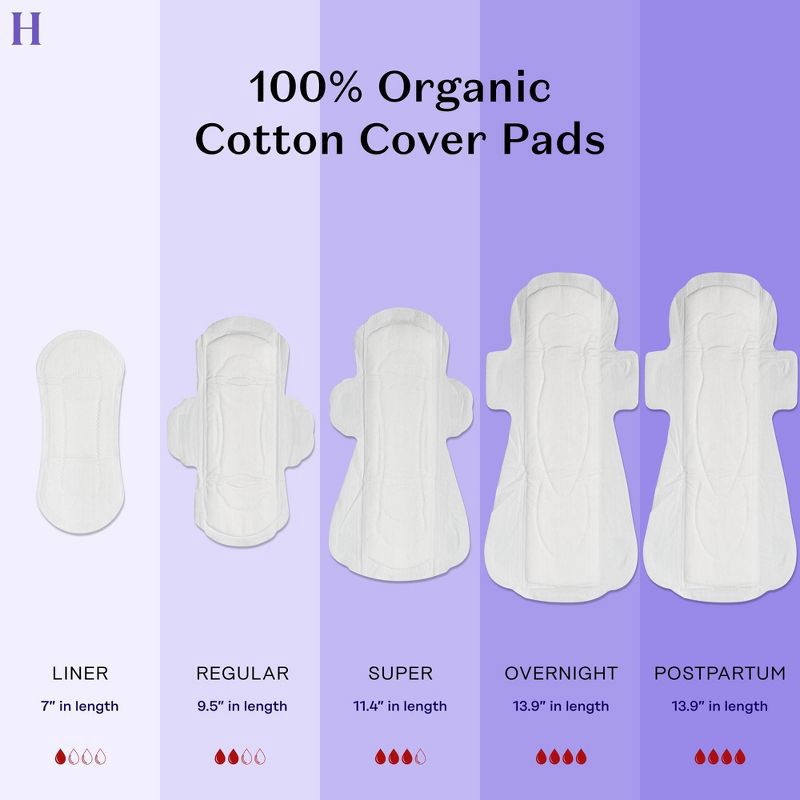 slide 6 of 9, The Honey Pot Company, Non-Herbal Overnight Pads with Wings, Organic Cotton Cover - 12 ct, 12 ct