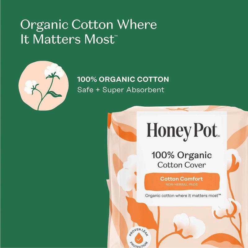 slide 6 of 15, The Honey Pot Company, Non-Herbal Overnight Pads with Wings, Organic Cotton Cover - 12 ct, 12 ct