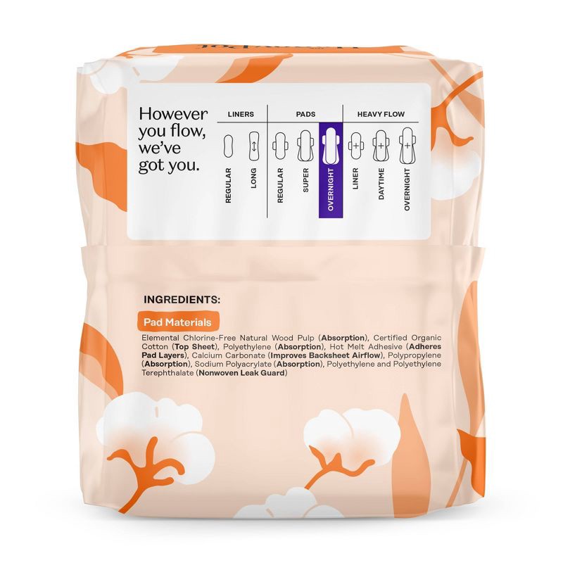 slide 11 of 15, The Honey Pot Company, Non-Herbal Overnight Pads with Wings, Organic Cotton Cover - 12 ct, 12 ct