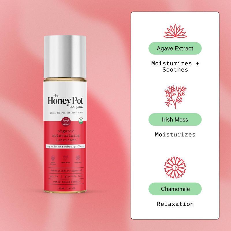 slide 4 of 8, The Honey Pot Company, Organic Moisturizing Water Based Personal Lubricant, Strawberry - 2 oz, 2 oz