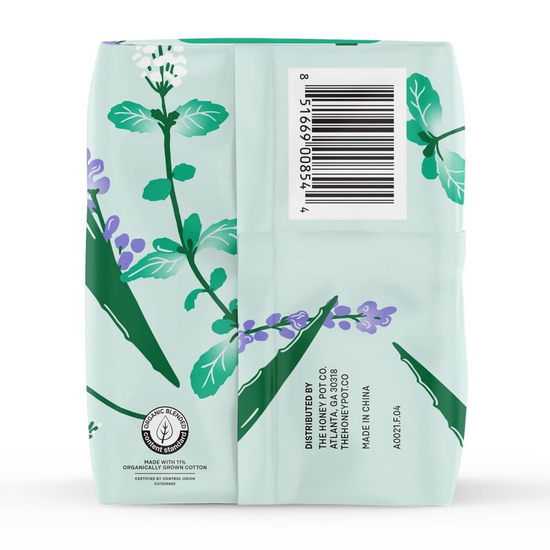 slide 14 of 15, The Honey Pot Company 100% Organic Cotton Cover Cooling Herbal Infusion Heavy Flow Daytime Pad - 16ct, 16 ct