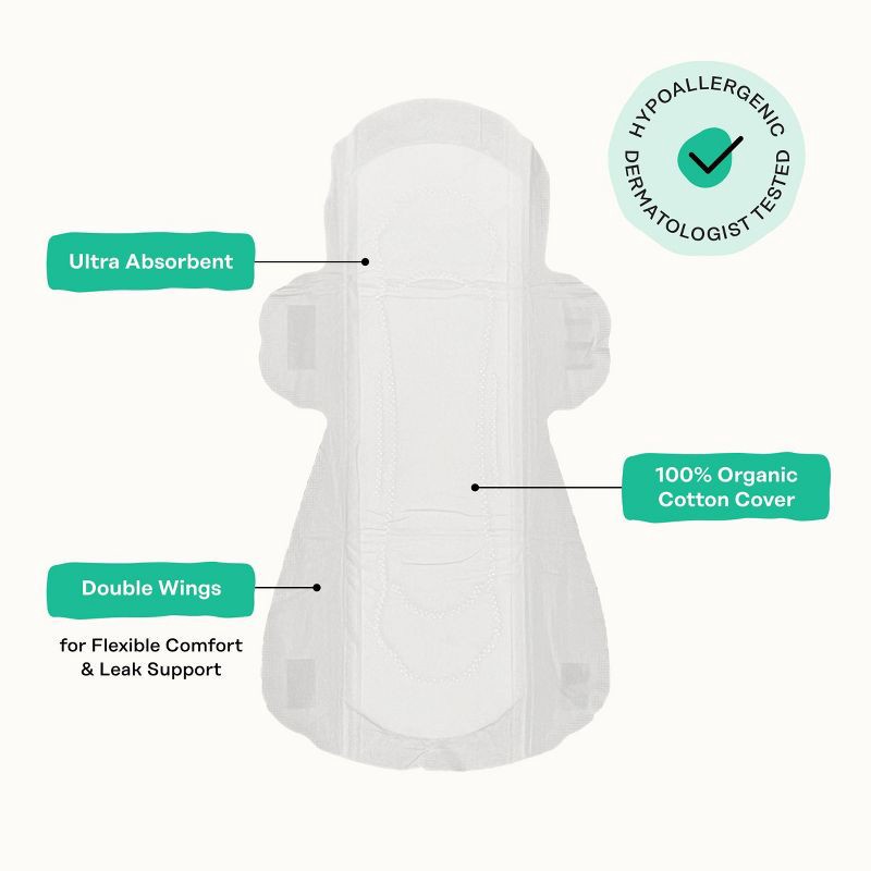 slide 7 of 15, The Honey Pot Company 100% Organic Cotton Cover Cooling Herbal Infusion Heavy Flow Daytime Pad - 16ct, 16 ct