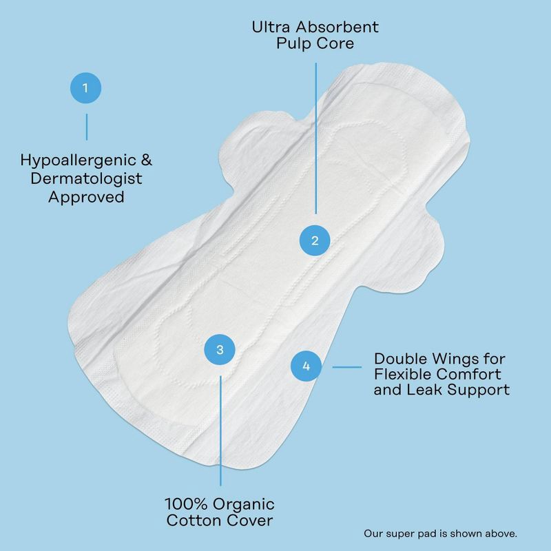 slide 8 of 12, The Honey Pot Company, Herbal Super Pads with Wings, Organic Cotton Cover - 16ct, 16 ct