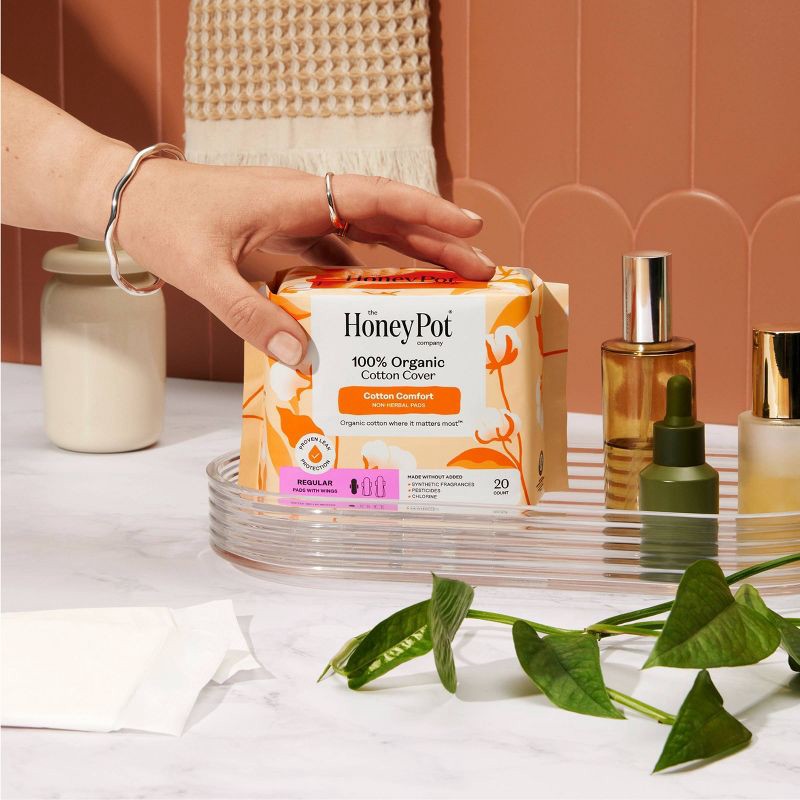 slide 2 of 15, The Honey Pot Company 100% Organic Cotton Comfort Cover Regular Pad - 20ct, 20 ct